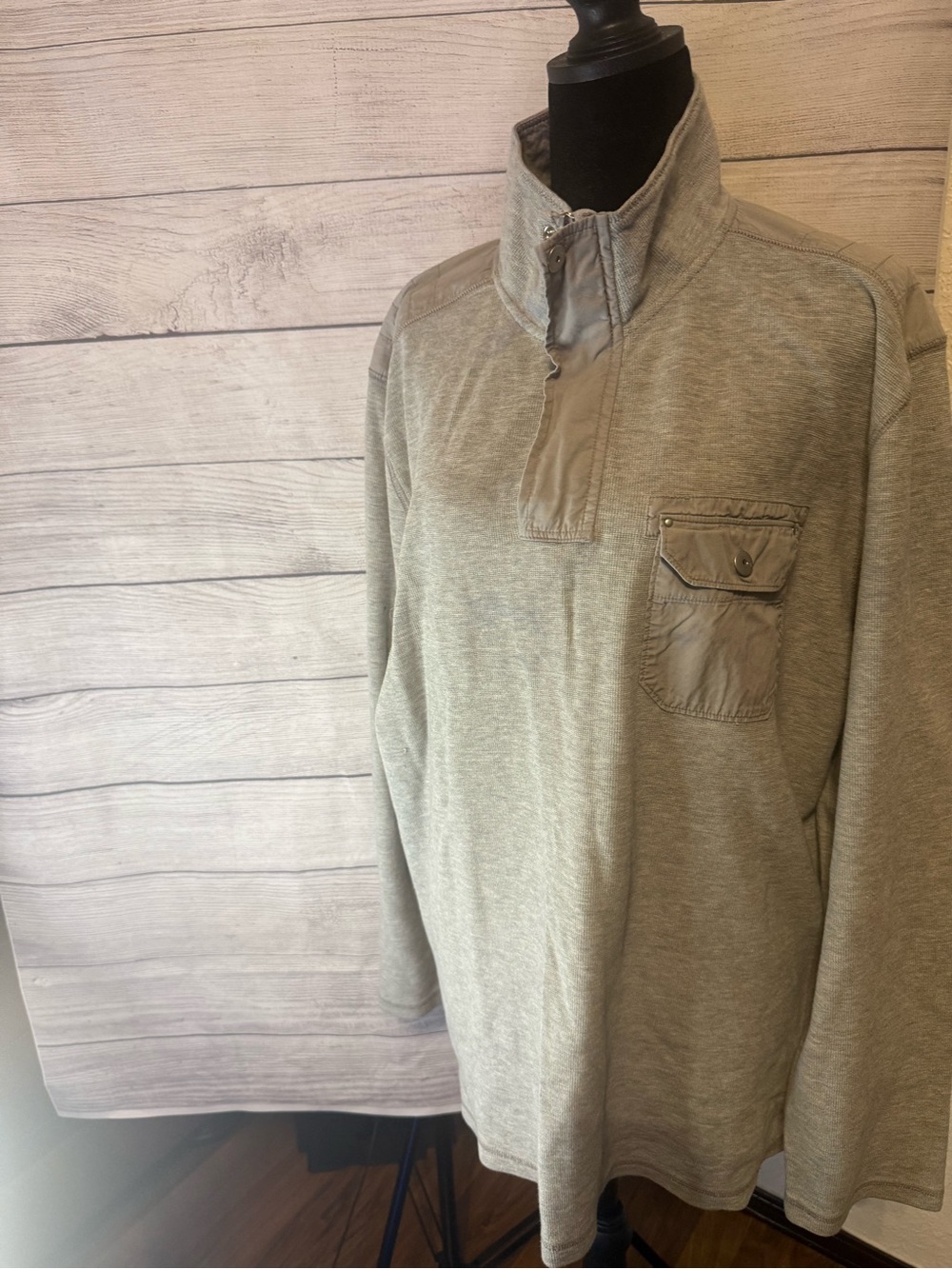Calvin Klein Neutral Grey Pullover Quarter-Zip with Chest Pocket